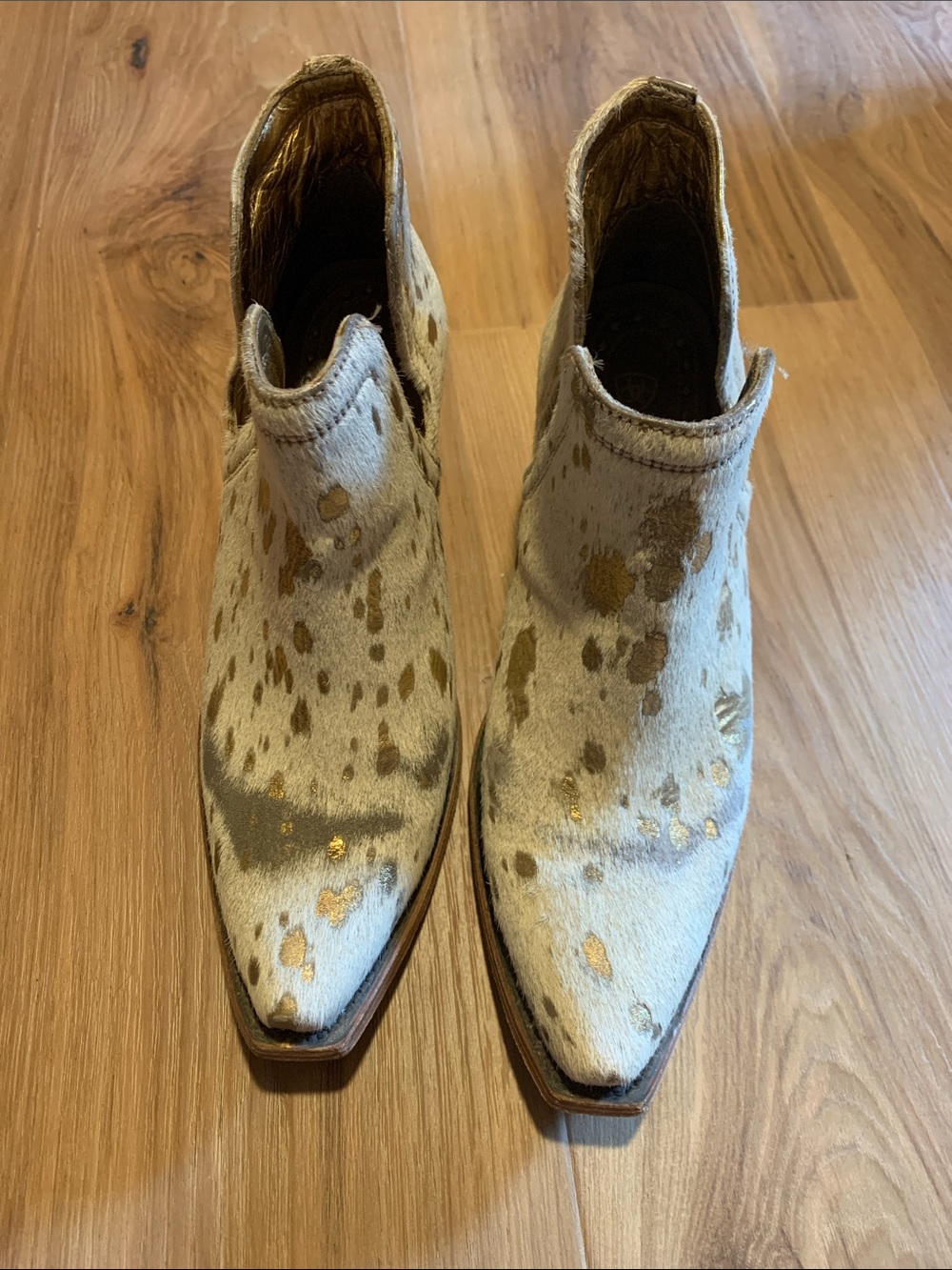 Ariat Cream and Gold Spot Hair-On-Hide Ankle Booties